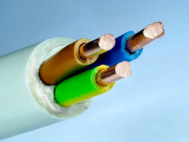 Câble électrique en cuivre coupé